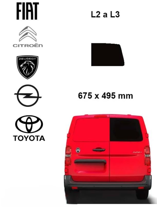 Prav� pevn� okno k��dlov�ch dve�� | Citroen Jumpy / Peugeot Expert / Fiat Scudo / Opel Vivaro / Toyota Proace