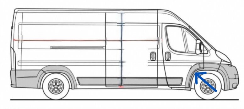 Pedn plastov lem blatnku ern prav BOXER-JUMPER-DUCATO 2014-MAXI