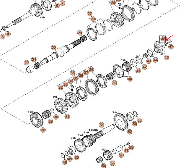 Podlo�ka k v�stupn� h��deli, ke kardanu DAILY 5st. P�evodovka